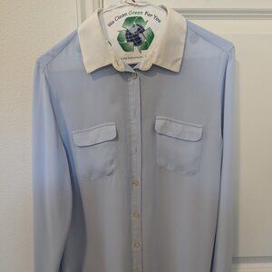 LOFT Light Blue & White Collared Shirt (Size S)